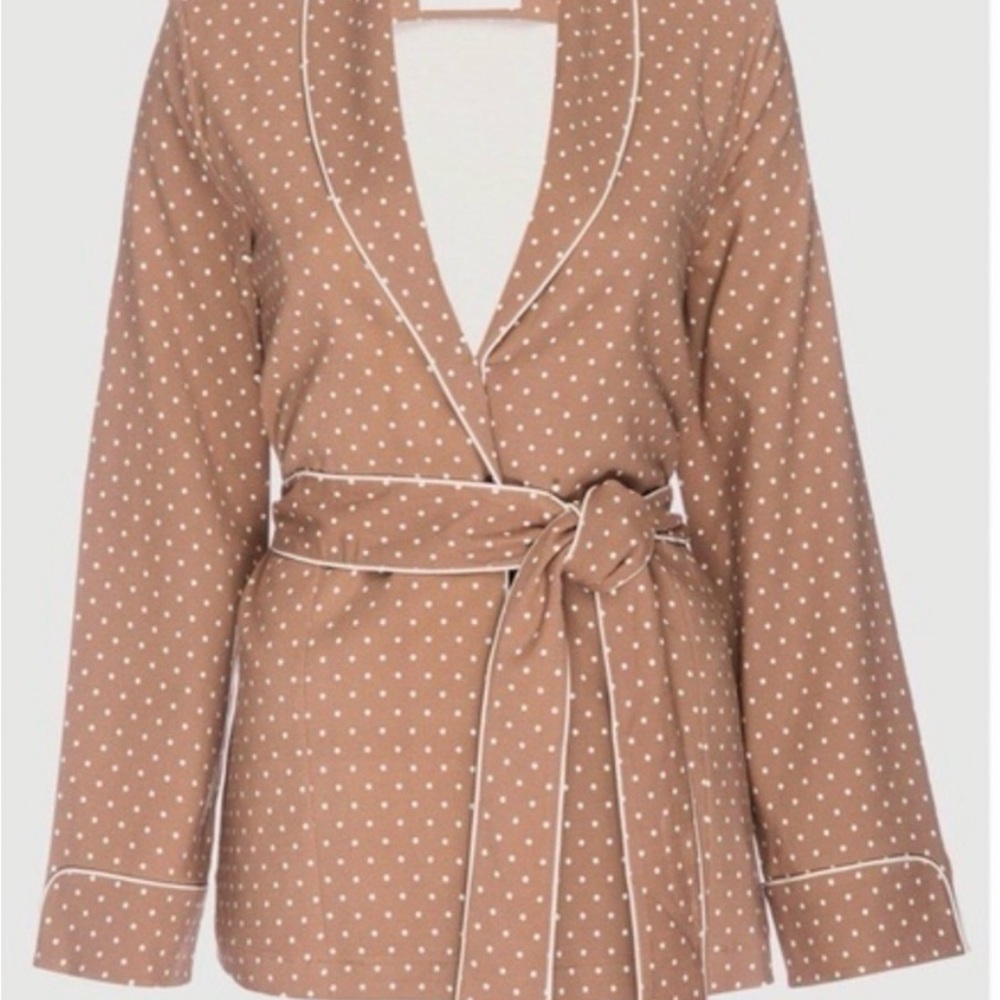 Frame Sz S Polka Dot Tuxedo Blazer - Picture 2 of 8